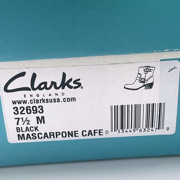 Clarks Mascarpone Cafe Black Leather Moto Ankle Boots 32693 Women 7.5 M - Picture 2 of 10